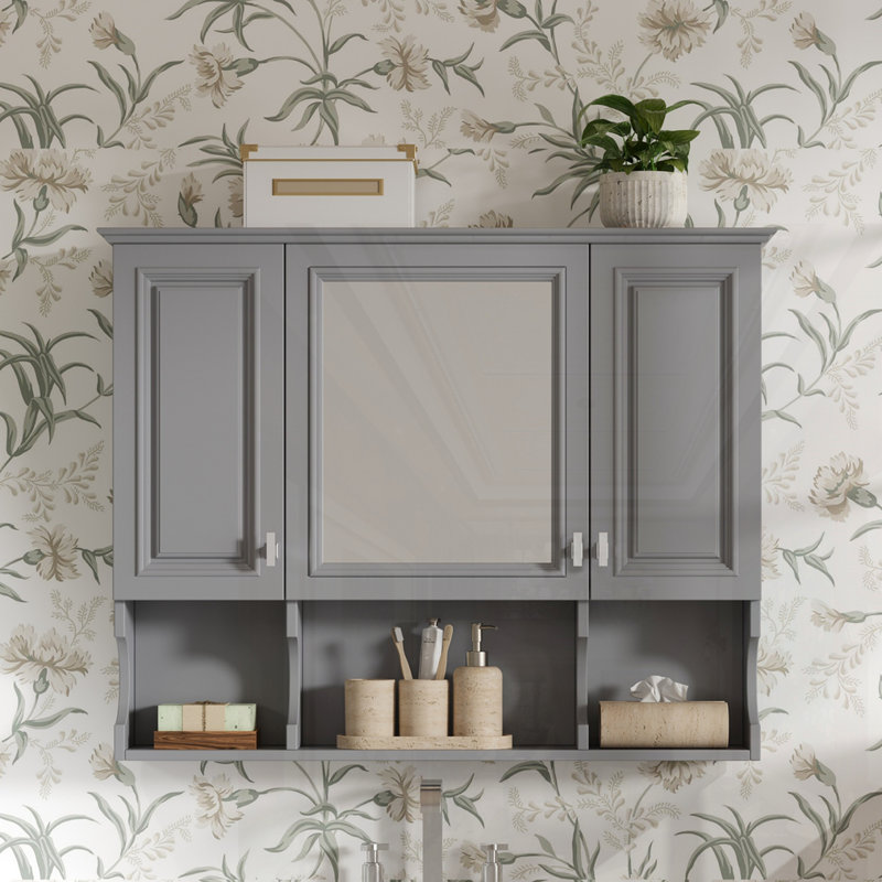Armoire à pharmacie murale pour salle de bain, Gris