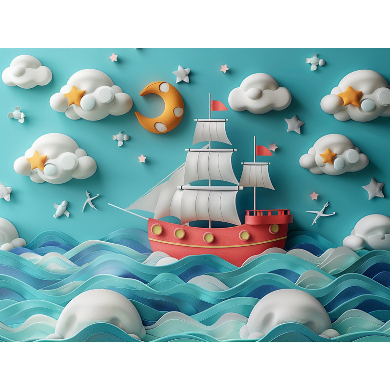 Ship Bedding Maritime Duvet Cover Cloudy Sky, Queen Duvet Cover