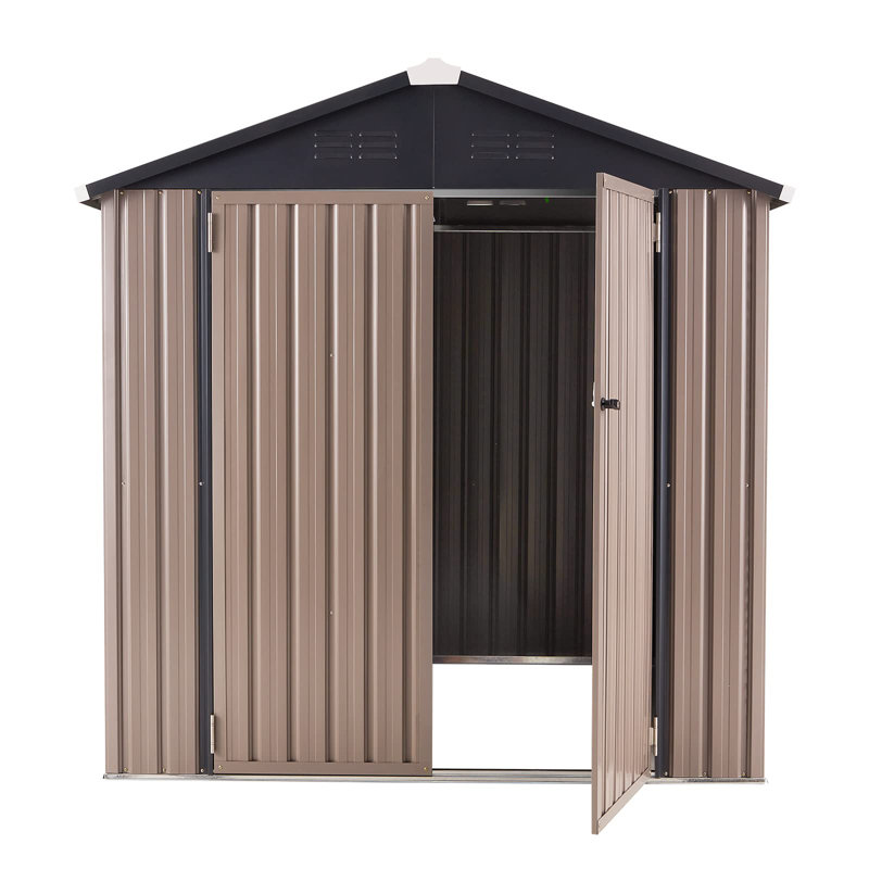 Remise de rangement en métal, H 77,2 po x l 76,1 po x P 75,6 po, Brun