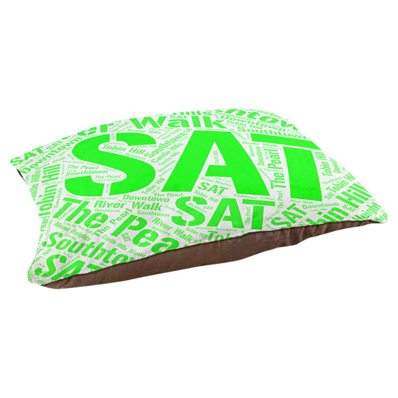Coussin de chien « districts », Moyen (H 9,5 po x l 28 po x P 18 po), Vert, San Antonio