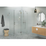 Halo 52 in. x 34 in. x 78 in. 90-degree Fully Frameless Glass Hinged Shower Enclosure