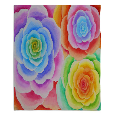 Couverture sherpa doux pour les fleurs joyeuses