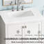 Meuble-lavabo de salle de bain 30 po, structure en bois massif blanc et marbre. Conception moderne, fermeture en douceur. Armoire 24V03-30Wh entièrement assemblée avec style sophistiqué.