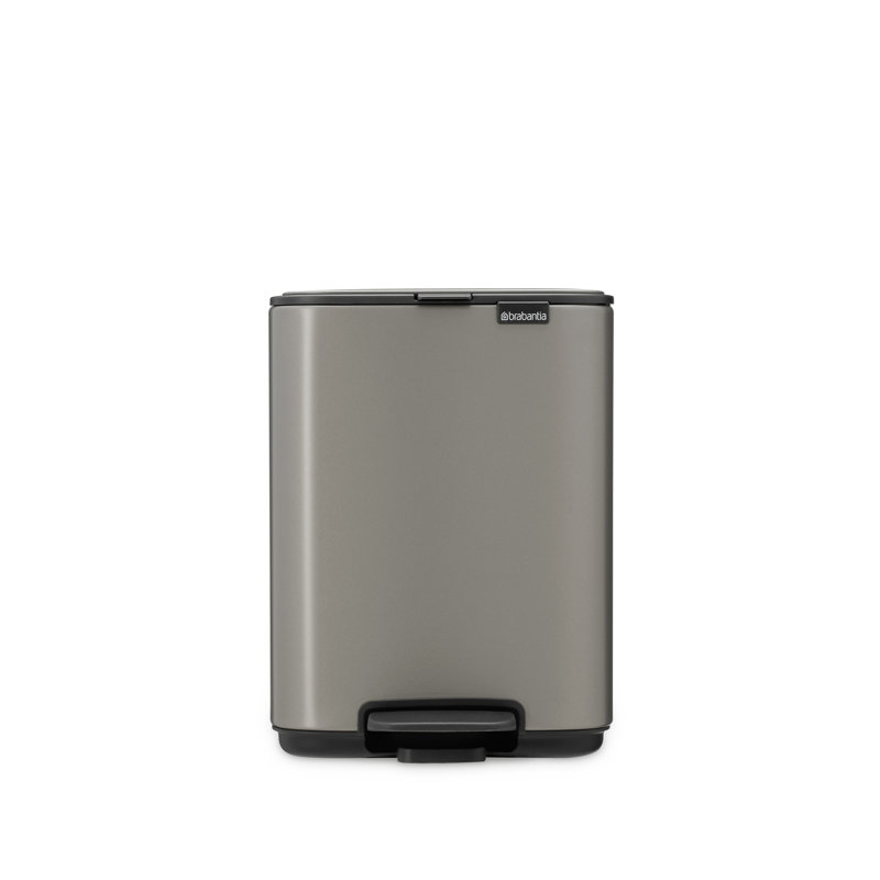 Brabantia Bo Pedal Bin, 4 L, Platinum, 26.8cm H x 19.9cm W x 20.8cm D