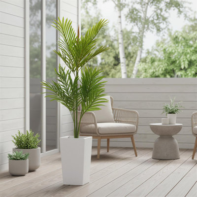Palmier artificiel avec pot de fleurs blanc, grand palmier Areca pour décoration intérieure et extérieure, maison, bureau, patio