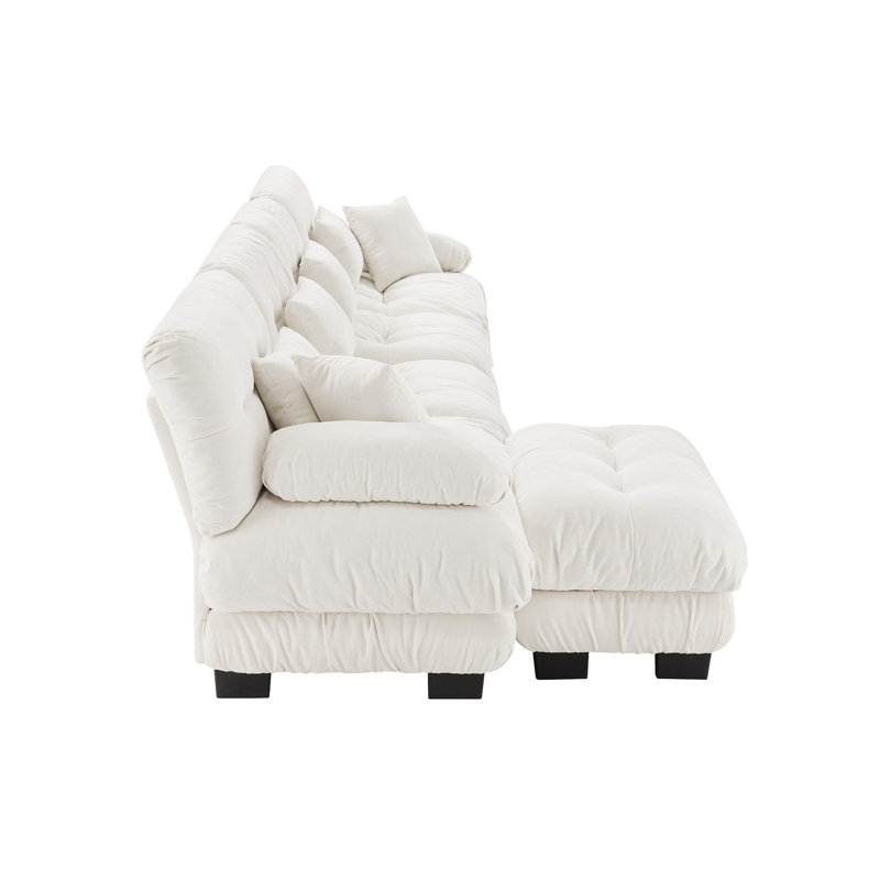 Canapé 2 places avec repose-pieds Chenille, Gris, H 35,4 po x l 133,8 po x P 59,6 po