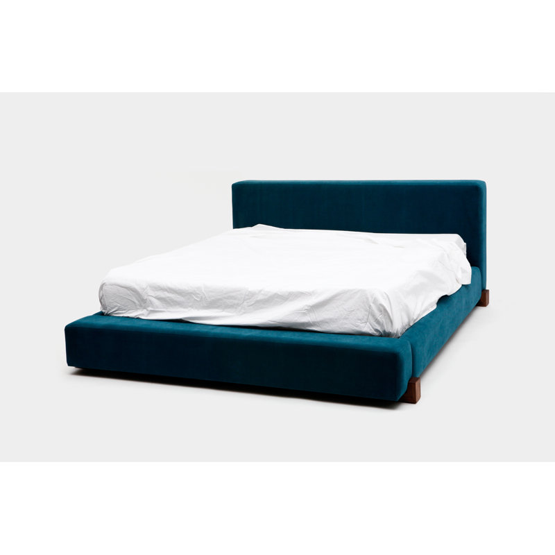 Upholstered Platform Bed, Queen, Peacock