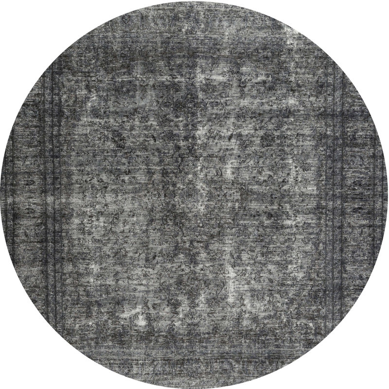 Tapis oriental noir Stennett, Rond 6 pi