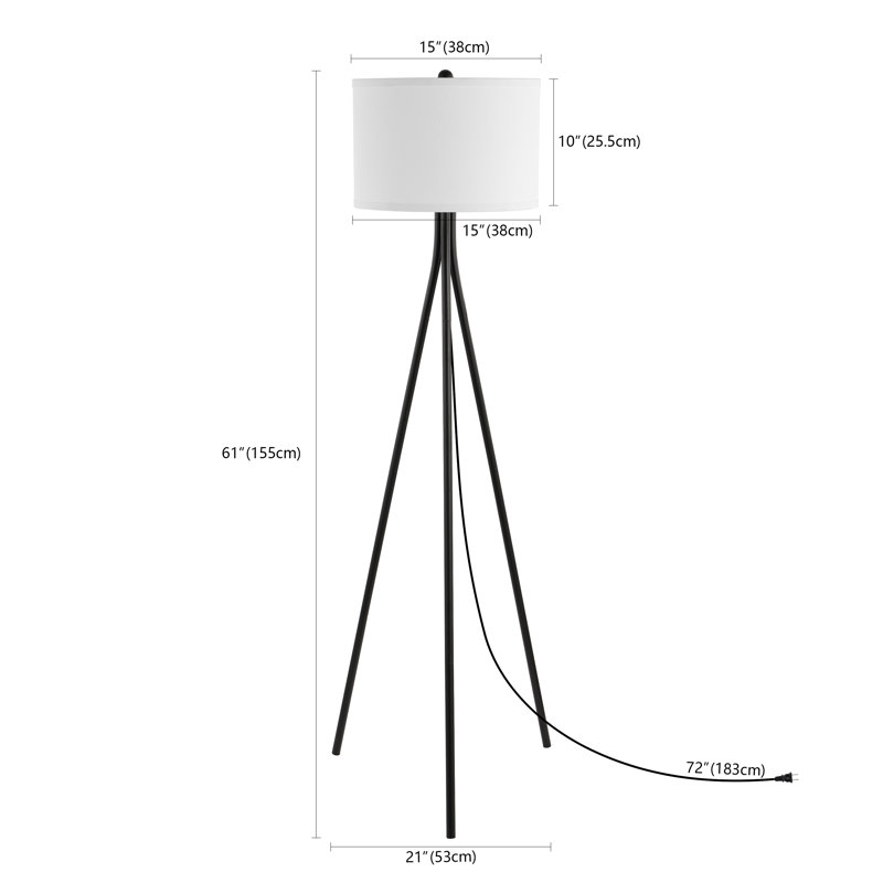 Lovonza 61'' Tripod Floor Lamp, Matte Black