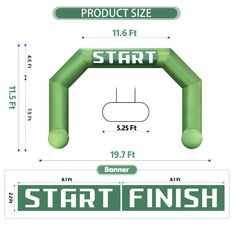 Arche gonflable 20Ft Start Finish Line avec souffleur intégré, arche gonflable hexagonale pour les courses extérieures 5K, les sports scolaires, les événements et la publicité dans la communauté