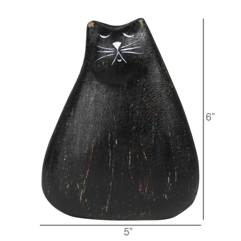 Cat, Wood, 6" H x 2" W x 5" D