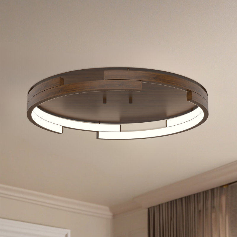Plafonnier encastré à 1 lumière DEL 19 po Anello Minor, Noyer