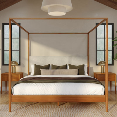 Jacelyn Canopy Bed with Upholstered Headboard,