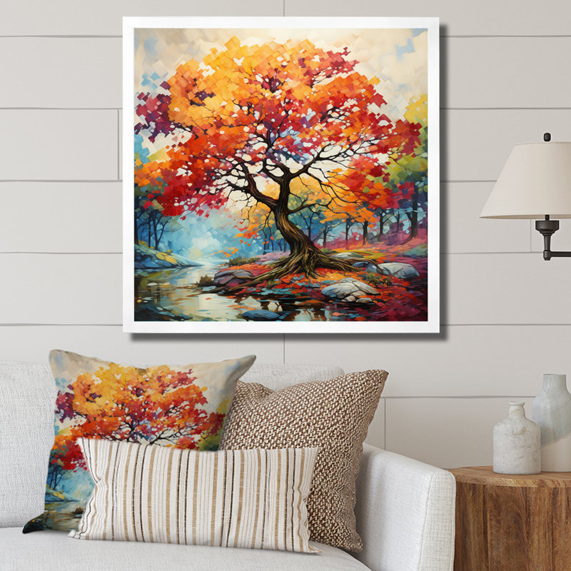 Érable orange jaune, érable, mélodie, reproduction sur toile, Cadre photo blanc, H 36 po x l 36 po x P 1,5 po