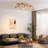 VidaLite Shura Cage - 5 Light Integrated LED Flush Mount Rotatable Heads - Brushed Brass