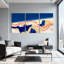 Nautique et plage, carte abstraite avec lignes et fond, ensemble de 3 impressions sur toile-1245484997