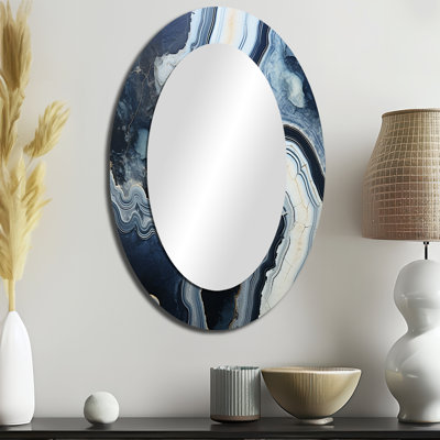 Blue Stone Geode Minimalisme I - Miroir mural traditionnel ovale
