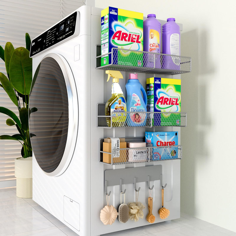 4 Pack Magnetic Shelves for Washing Machine, Gray