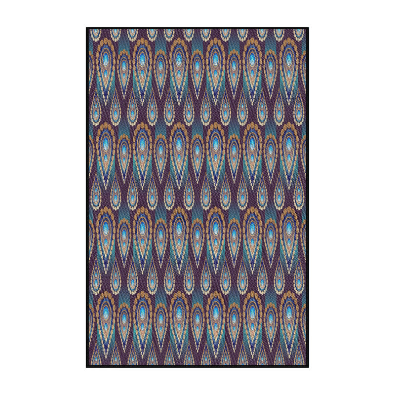 Tapis décoratif bleu Cachemire piland, Rectangle 8 pi x 12 pi