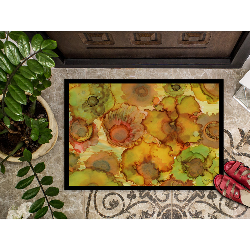 Whit Non-Slip Floral Outdoor Doormat, Rectangle 2' x 3'