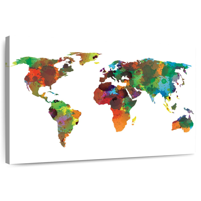 Carte du monde Aliaz Motley, H 24 po x l 36 po