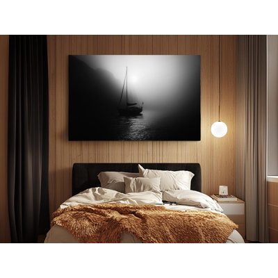 Black and White Sailboat on High-Quality Canvas Print - Handcrafted Wall Decor - Stylish Art - Gift - Wall Decor, Painting Reproduction