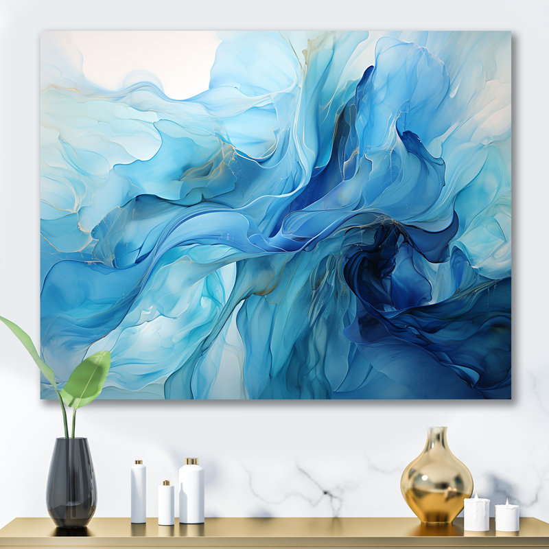 «Oceanic Rhapsody II - Abstract Landscape», impressions d'art mural_105678, Toile tendue, H 34 po x l 44 po x P 1,5 po