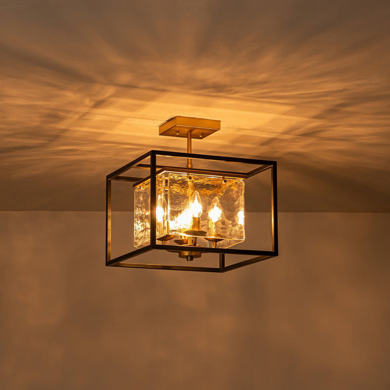 Gilbertsville 4-Light Rippled Glass Square Semi-Flush Mount
