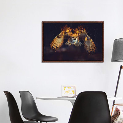 Owl on Fire 1 Piece Wall Art on Canvas