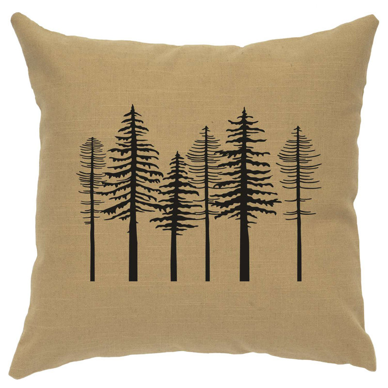 Coussin Wooded River Image - Arbres - Lin gris, Gris
