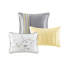 Édredon pour très grand lit jaune - 7 pièces, brodées et élégantes pour la chambre à coucher - jaune, froissé-129988478-129988480