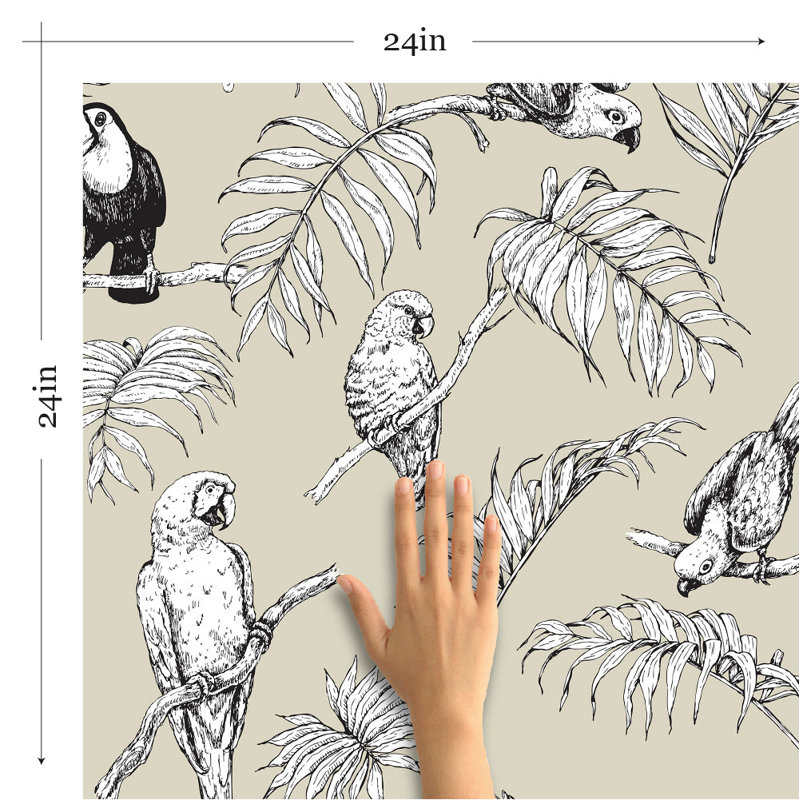 Matos Bird Animal Removable Peel and Stick Wallpaper Panel, 126" L x 24" W