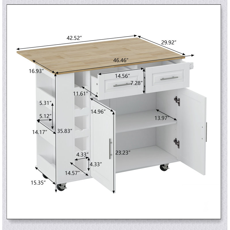 Multi-Functional Kitchen Island, Black, White