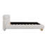 Lit tapissier contemporain avec tissu bouclé en molleton Teddy et pieds ronds massifs Design courbé élégant pour la chambre à coucher, grand lit, blanc