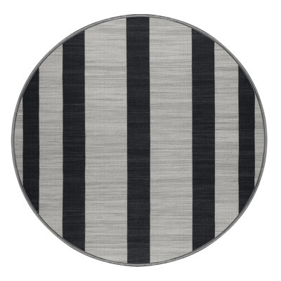Machine Washable Horizontal Stripes Gray Area Rug