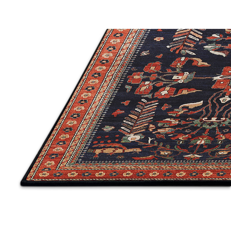 Tapis noir / brun à motif oriental, Rectangle 5 pi x 8 pi