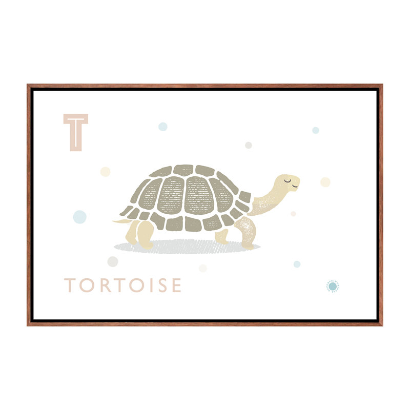 Tortue - imprimé, H 18 po x l 26 po x P 1,5 po, Toile avec cadre brun, Aucun mat