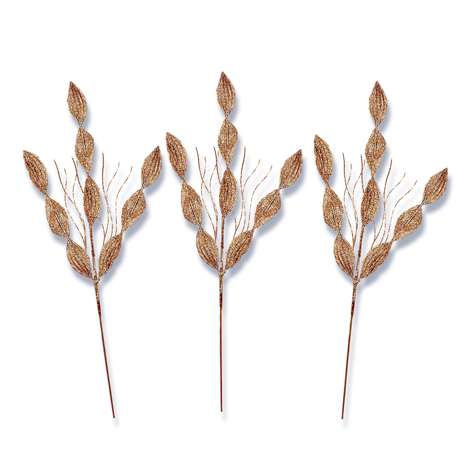 32" Leafy Glitter Picks, Rose Gold