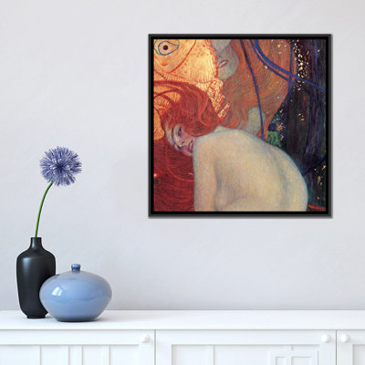 Poisson rouge, détail carré par Gustav Klimt - impression de Cavas enveloppés