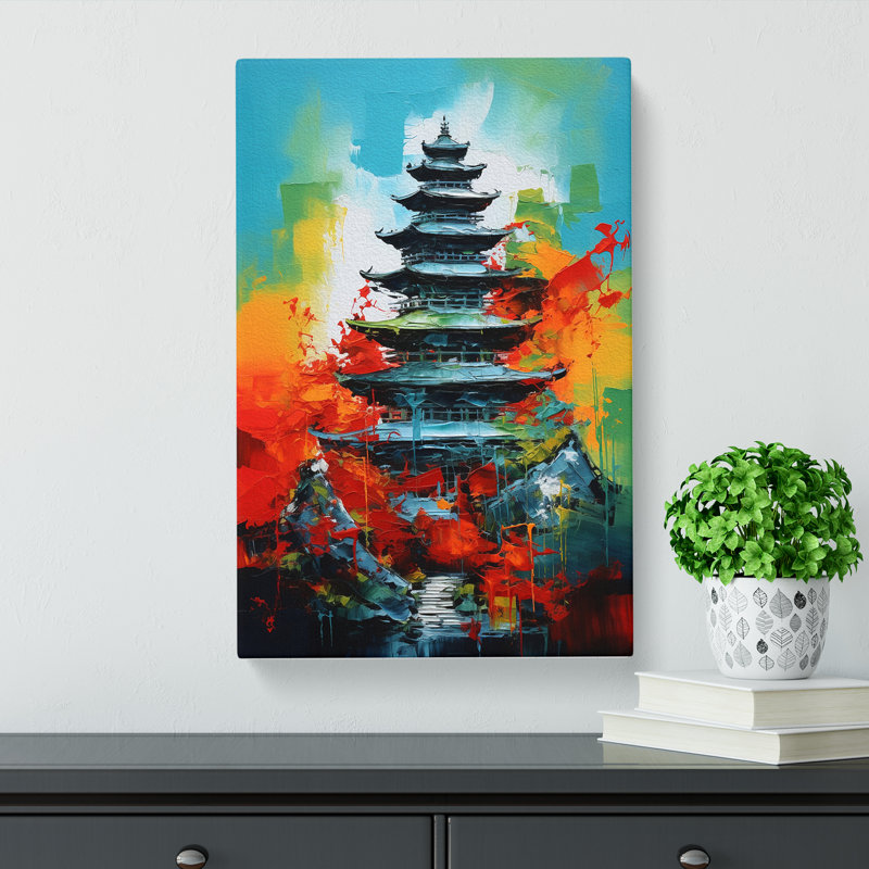 Pagoda Abstract - Wrapped Canvas, 50cm H x 35cm W x 3cm D