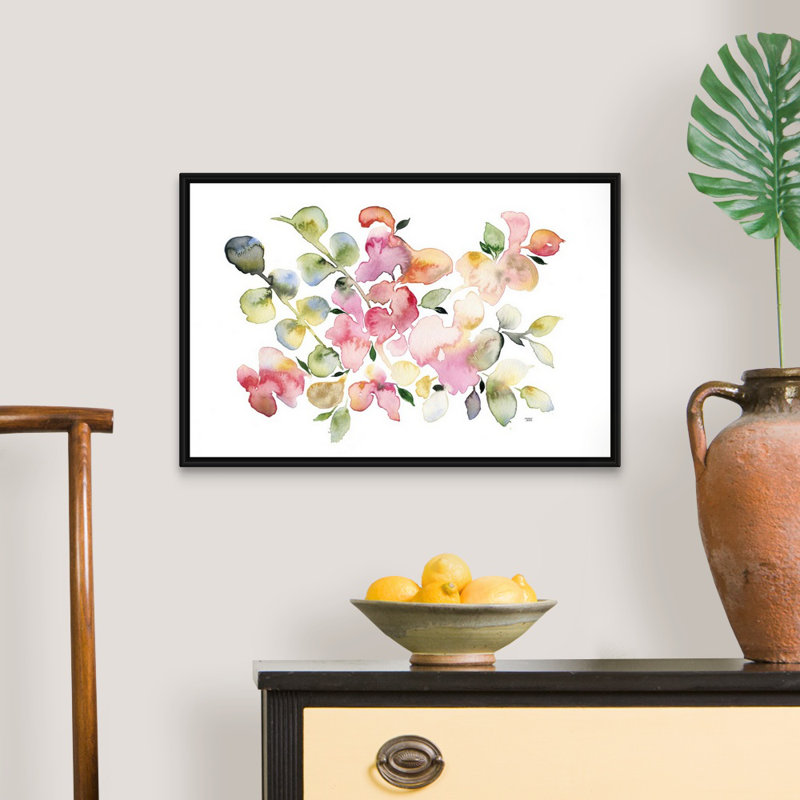 Reproduction d’art sur toile, "nuances de rose" par Andrea bijou, Cadre noir, H 18 po x l 26 po x P 1,75 po
