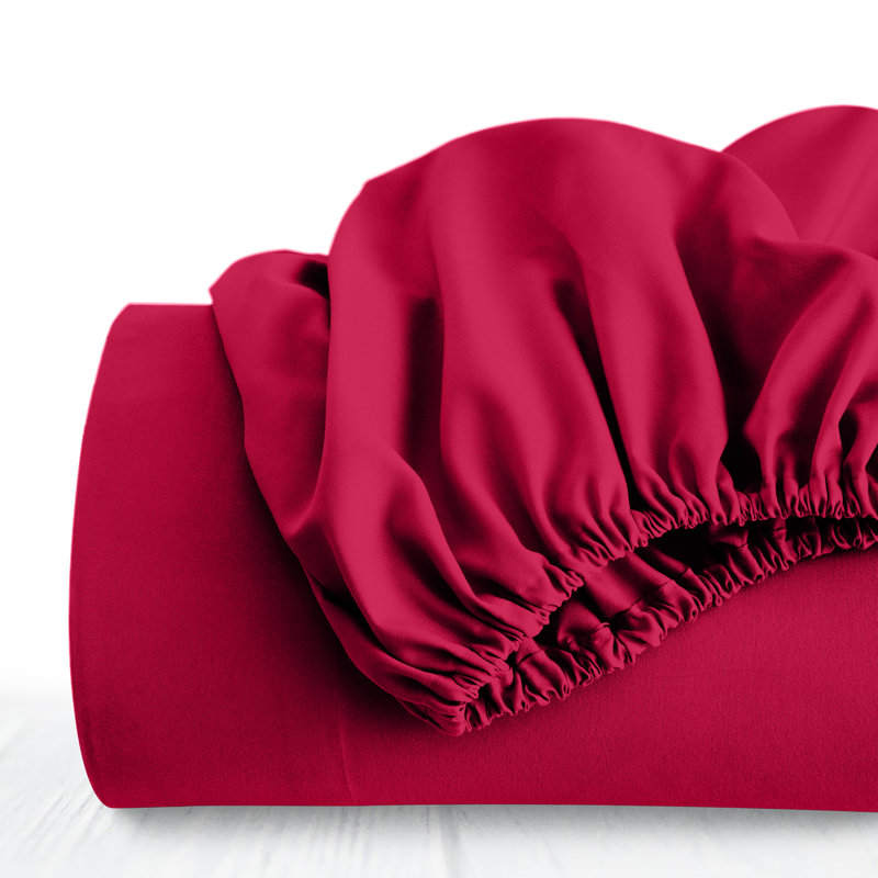 Lux Decor Soft Microfiber Bottom Sheets Upto 16 Inches Deep Pocket Fitted Sheet, Full/Double, Burgundy