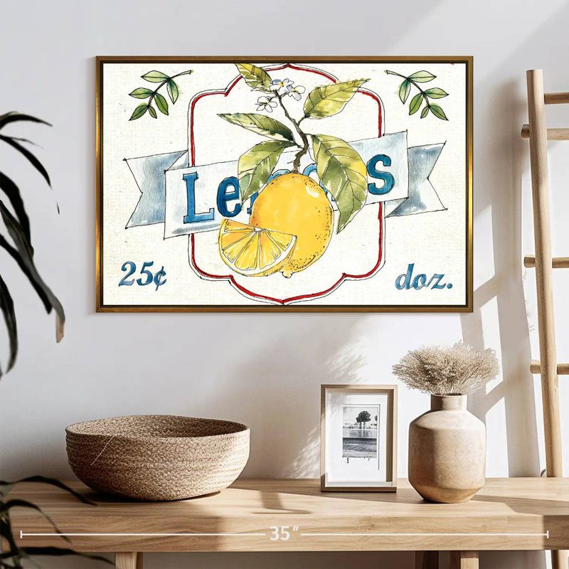 Plaque murale Fruit Stand II, Cadre flottant doré, 25 po x 17 po