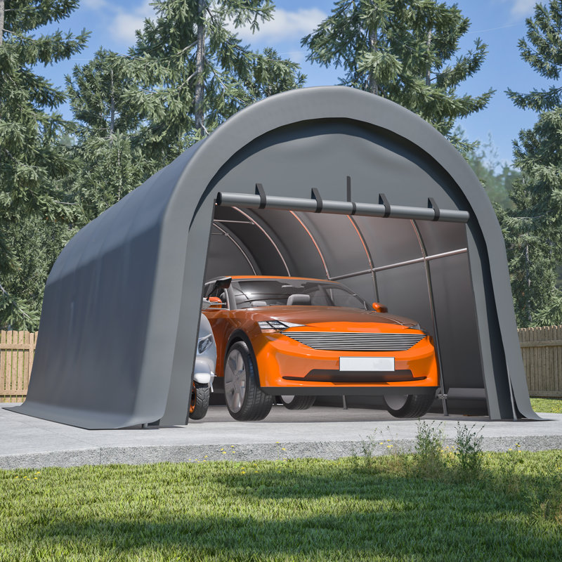 Heavy Duty Carport Portable Garage Shed Shelter Outdoor Car Canopy Tent With Roll-Up Door, Wind And Snow Resistant
