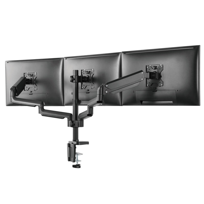 Black Triple Monitor Desk Mount with Gas Spring Arms