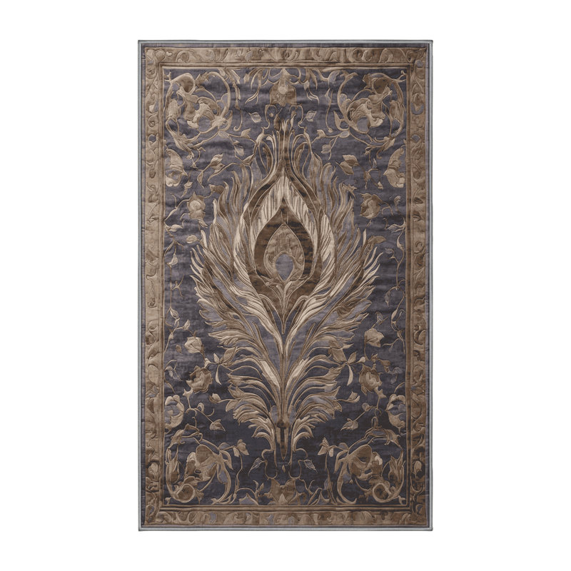 Machine Washable Gray Area Rug, Rectangle 4' x 6'