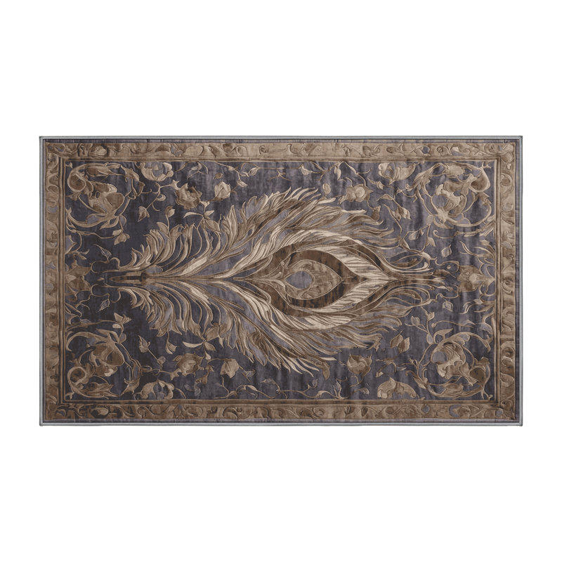 Tapis gris lavable à la machine, Rectangle 4 pi x 6 pi