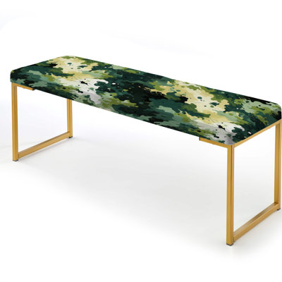 Camouflage Green Art Splatter - Camouflage Upholstered Gold Bench