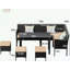 Ensemble de meubles de patio 7 pièces avec trois tabourets et coussin moelleux-1017782180