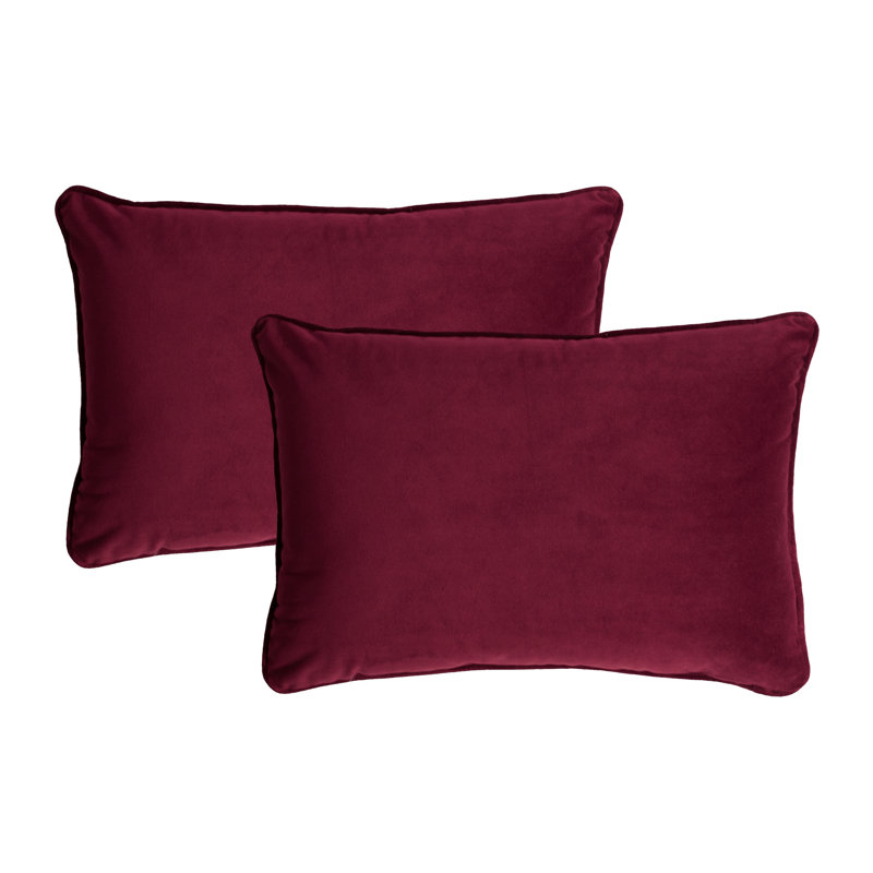 Velvet Reversible Throw Pillow, Burgundy, 13" x 19"